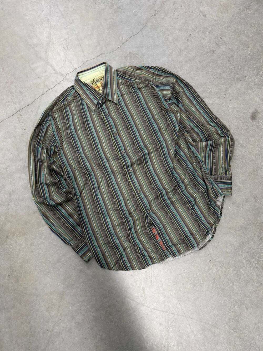 Robert Graham Multi Color Striped Long Sleeve Button-Down Shirt Mens Size L